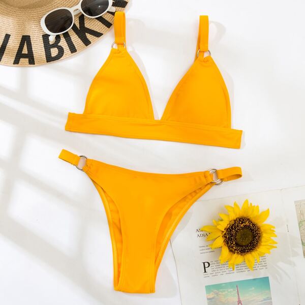 

Ring Linked High Cut Bikini Swimsuit, Orange