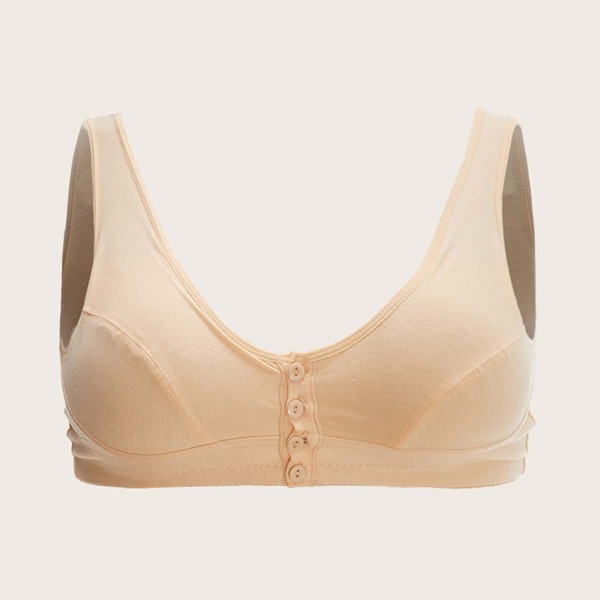 

Plus Button Front Nursing Bra, Apricot