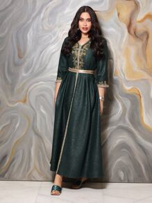 SHEIN X Dr.kholoud فساتين عربية التطريز براقة