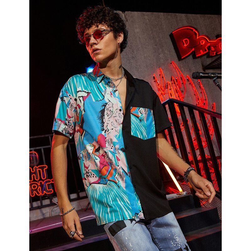 

Guys Figure Graphic Colorblock Shirt, Multicolor