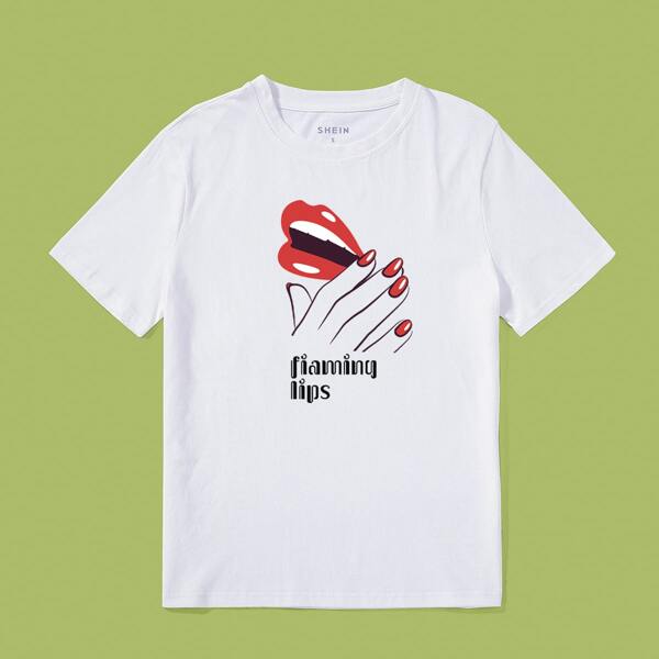 

Lip And Letter Graphic Tee, White