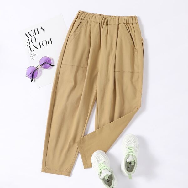 

Toddler Boys Solid Elastic Waist Tapered Pants, Khaki