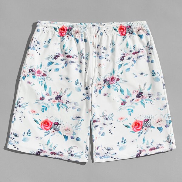 

Men Floral Drawstring Shorts, Multicolor