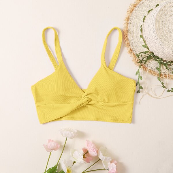 

Rib Twist Bikini Top, Yellow
