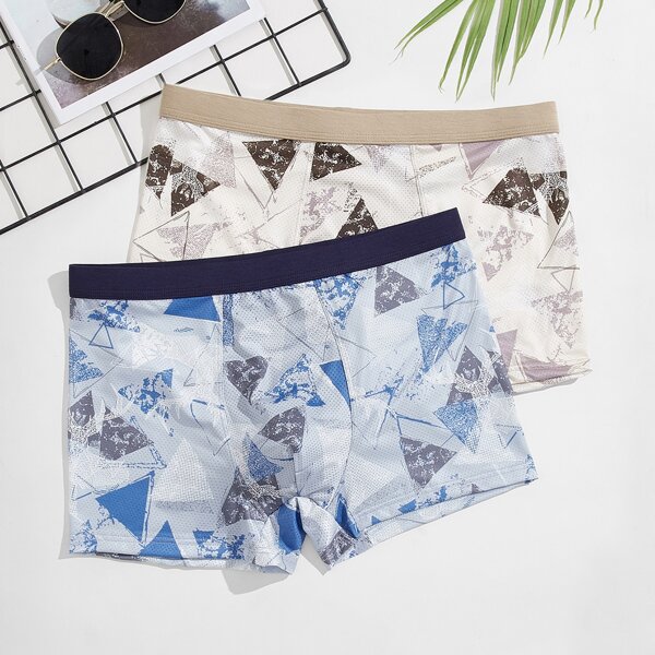 

Men 2 Pack Geo Print Boxer Brief, Multicolor