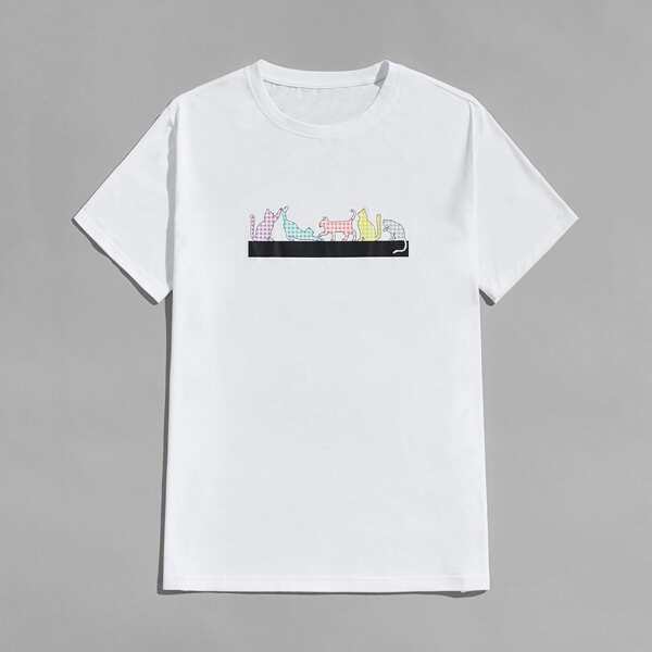 

Men Cartoon Graphic Sleep Top, White