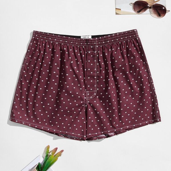

Men Ditsy Floral Sleep Shorts, Maroon