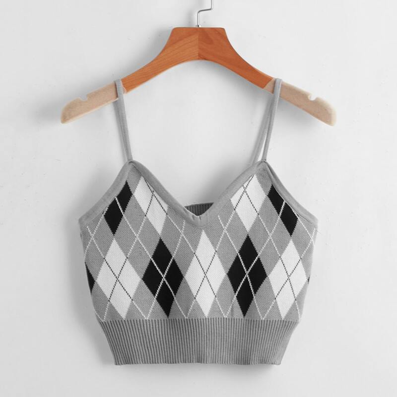 

Argyle Pattern Knit Top, Multicolor