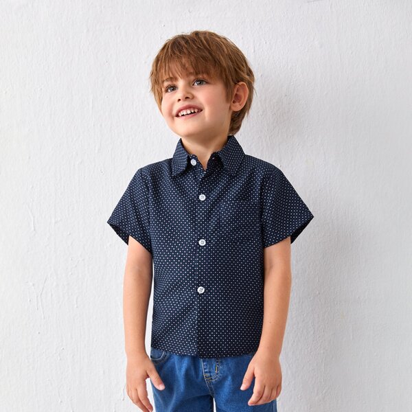 

Toddler Boys Allover Geo Print Pocket Shirt, Navy blue