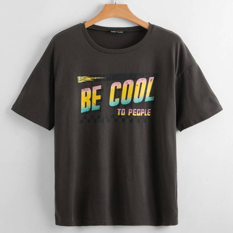 

Letter Drop Shoulder Tee, Dark grey