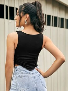 SHEIN Cowl Neck Halter Top - Black - View 2