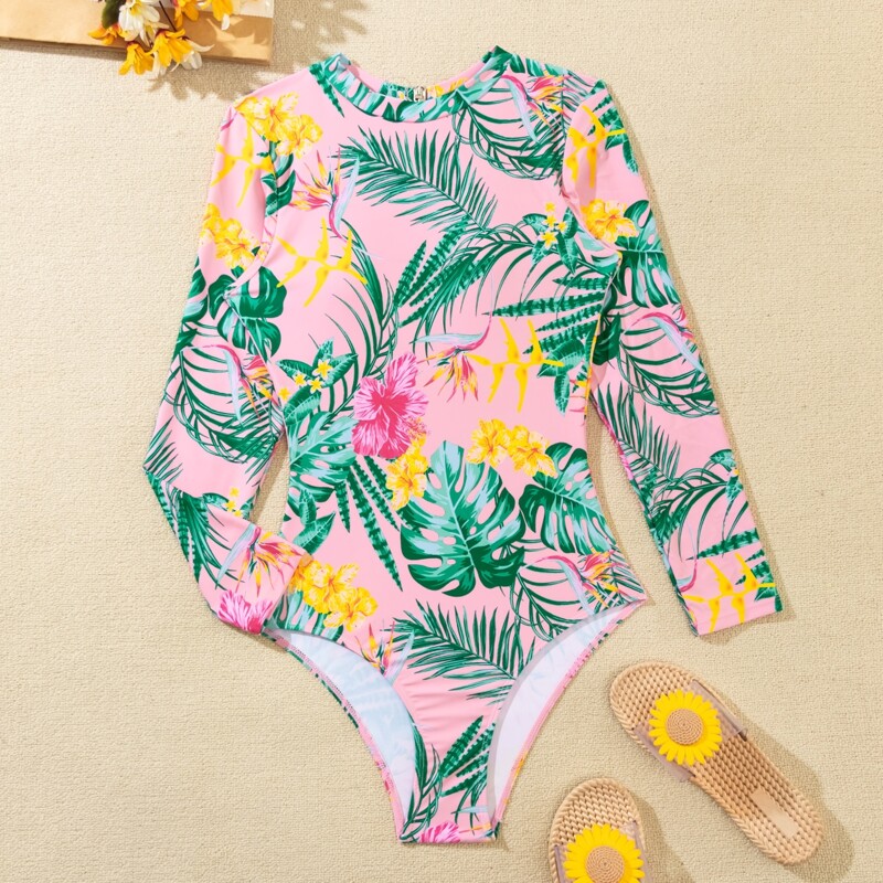 

Floral & Tropical One Piece Swimsuit, Multicolor