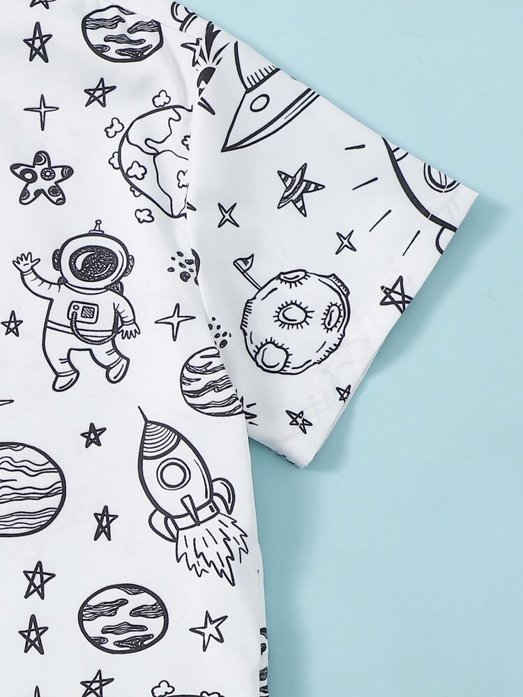 Boys Galaxy & Letter Graphic Shirt - White - View 3