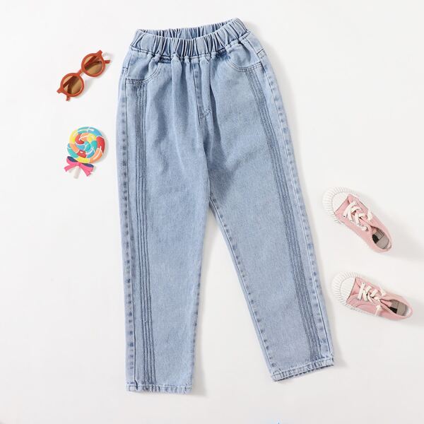 

Girls Solid Straight Leg Jeans, Light wash