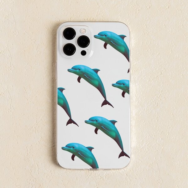 

Dolphin Print Transparent Phone Case, Clear