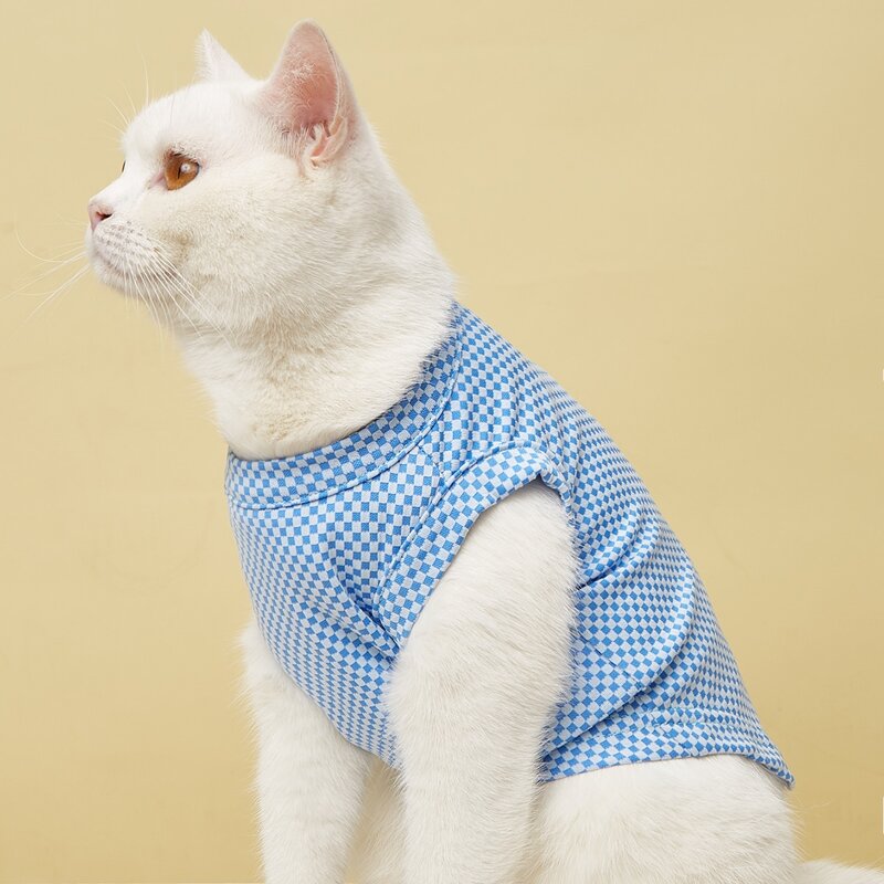 

Plaid Pattern Pet Tank Top, Blue
