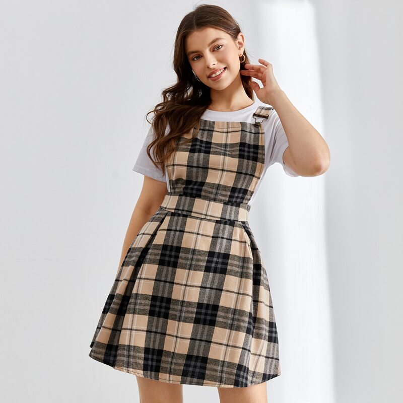 

Plaid Pinafore Dress, Multicolor