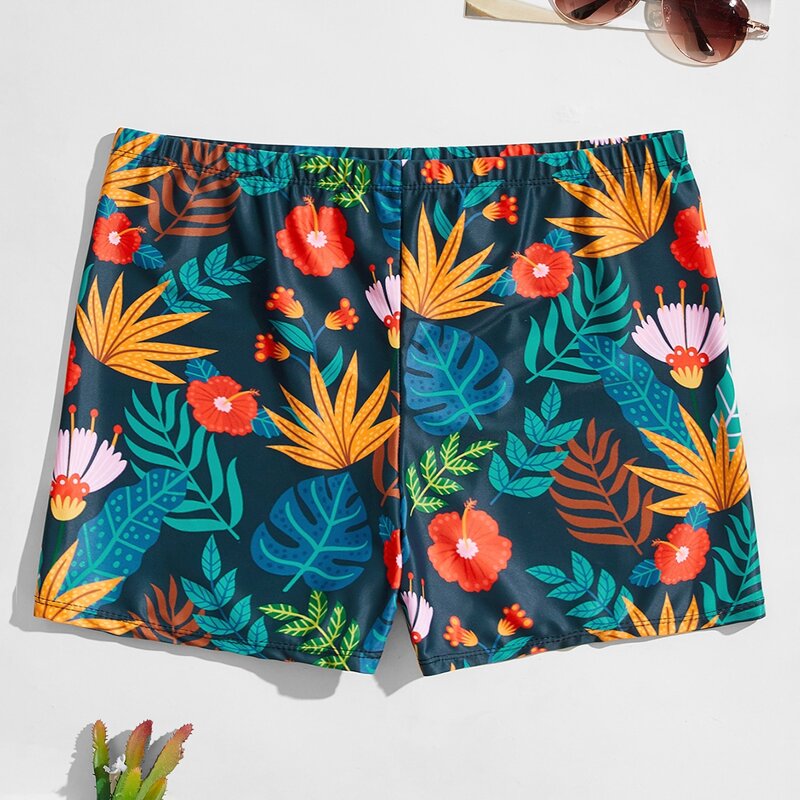 

Guys Tropical Print Swim Trunks, Multicolor