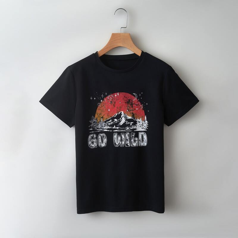 

Letter Mountain Graphic Tee, Black
