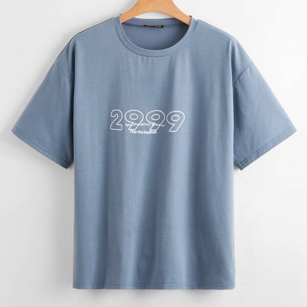 

Letter Graphic Drop Shoulder Tee, Dusty blue