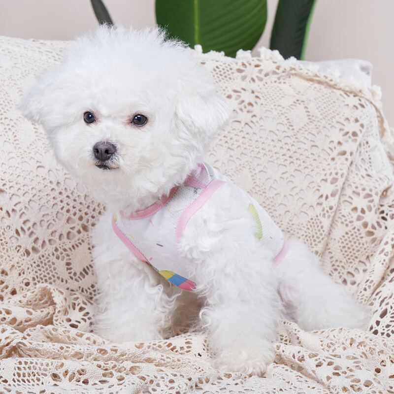 

Ice Cream Print Pet Breathable Tank Top, White