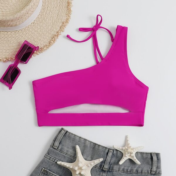 

Cut-out One Shoulder Bikini Top, Hot pink