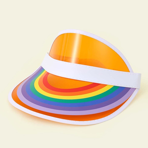 

Rainbow Striped Visor Hat, Orange