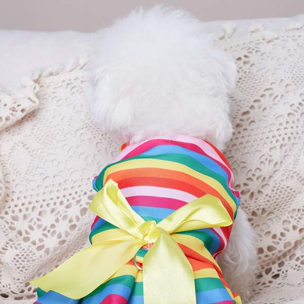 

Rainbow Stripe Pattern Pet Dress, Multicolor