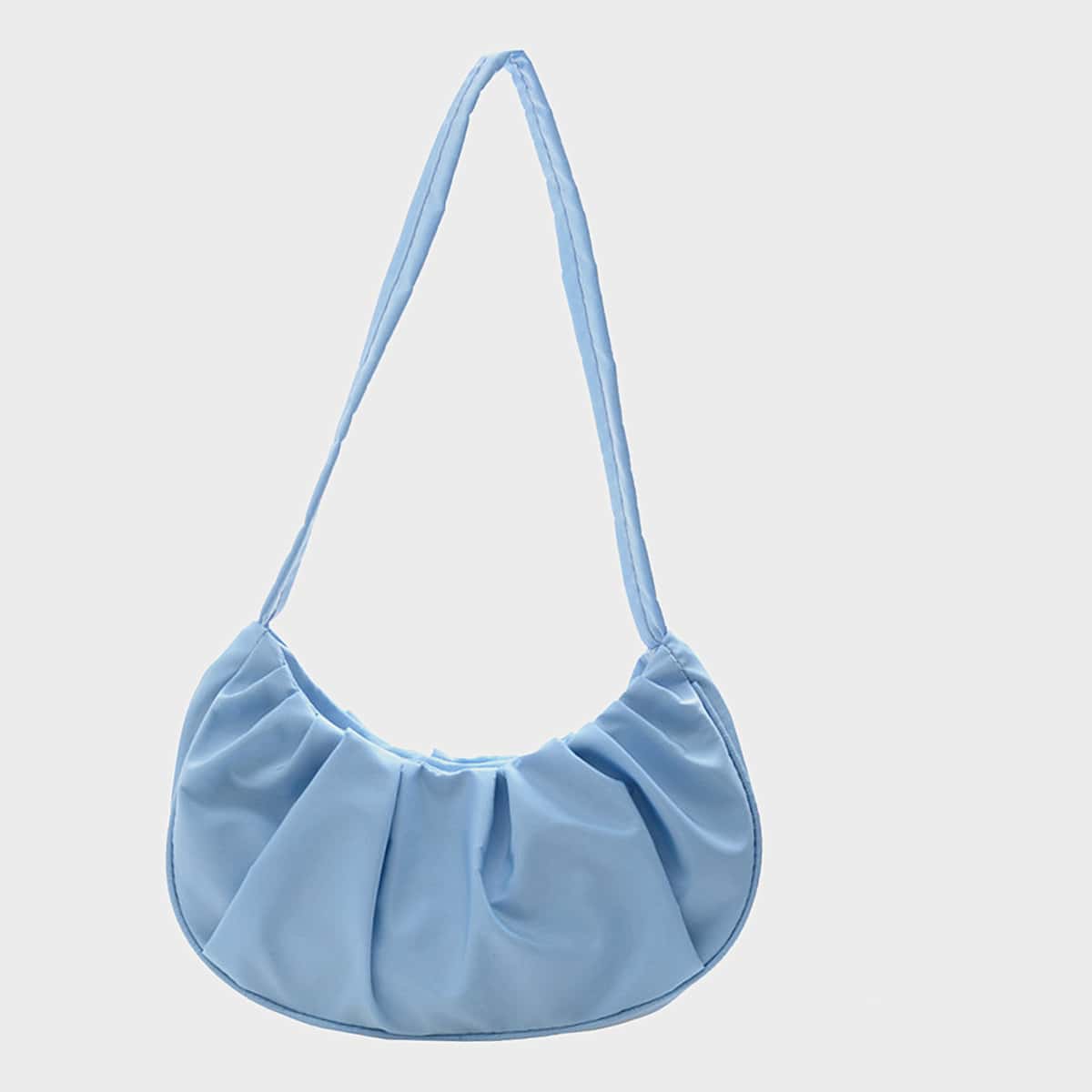 

Solid Ruched Baguette Bag, Baby blue