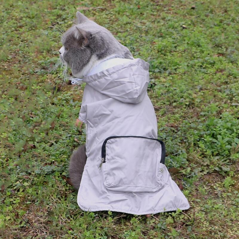 

Pocket Detail Pet Raincoat, Light grey