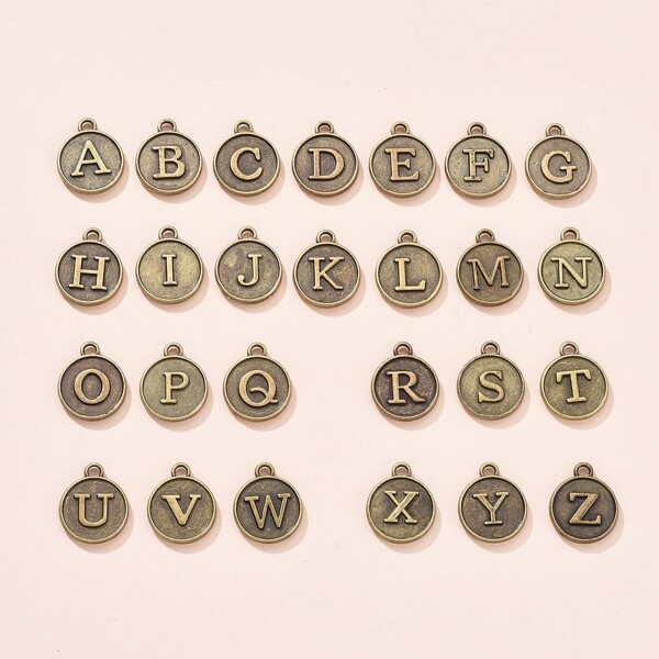 

26pcs Letter Pendant, Bronze