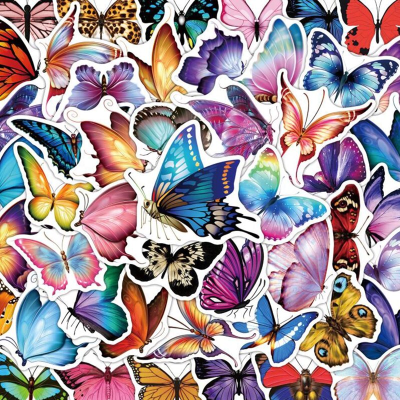 

50pcs Butterfly Pattern Sticker, Multicolor