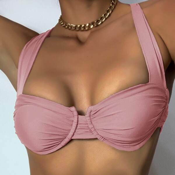 

Ruched Underwire Bikini Top, Dusty pink