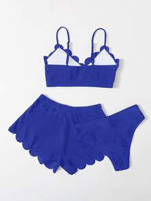 3packs Scallop Trim Bikini Set, For Summer Beach Vacation - Royal Blue - View 2