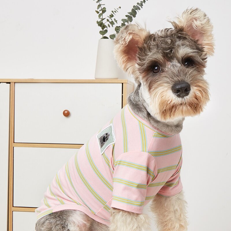 

Striped Pattern Pet Tee, Pink