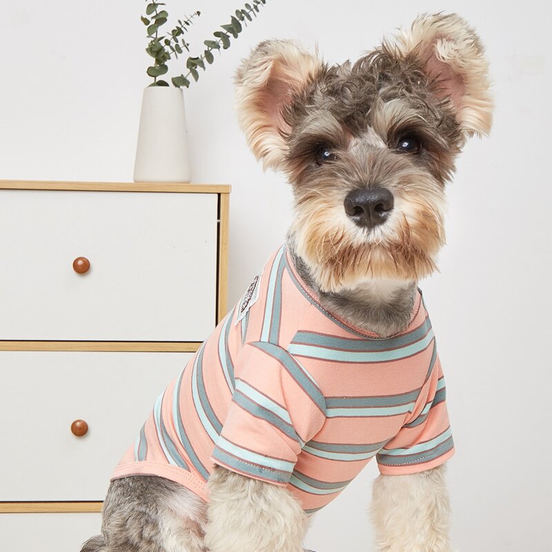 

Striped Pattern Pet Tee, Pink