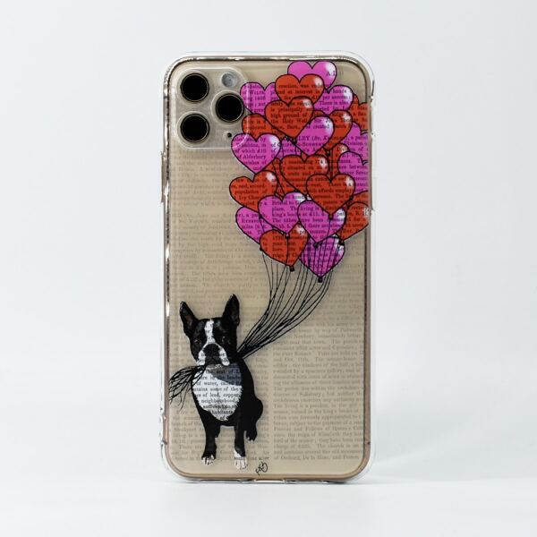 

Dog & Heart Print Phone Case, Multicolor