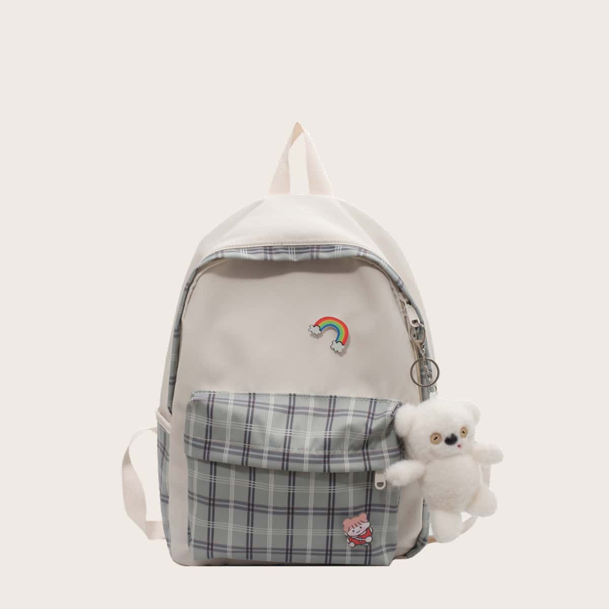 

Plaid Zip Backpack, Multicolor