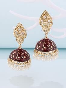 Women's Drop Earrings For Daily Wear - Red - View 2