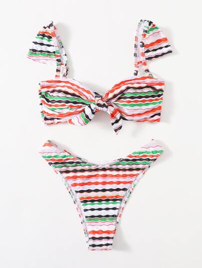 مجموعة بيكيني عقدة ملونة لعطلة الصيف على الشاطئ