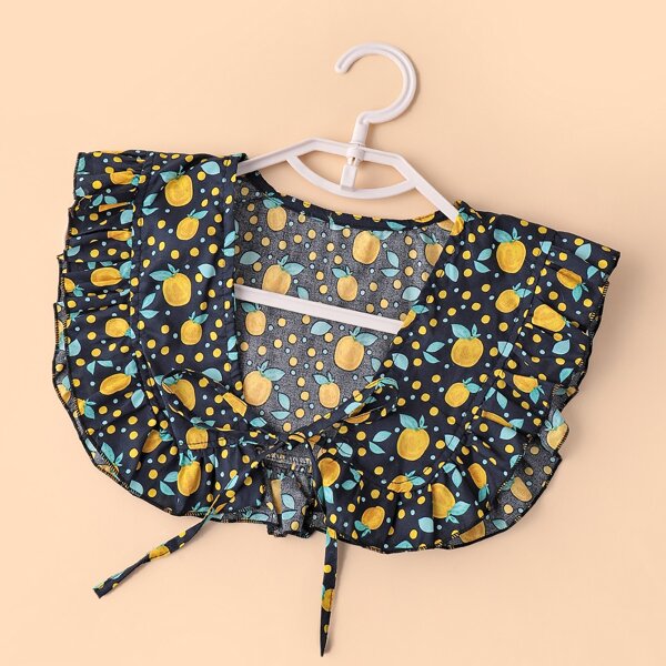 

Fruit Print Dickey Collar, Black