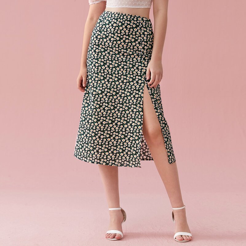 

Daisy Slit Skirt, Multicolor