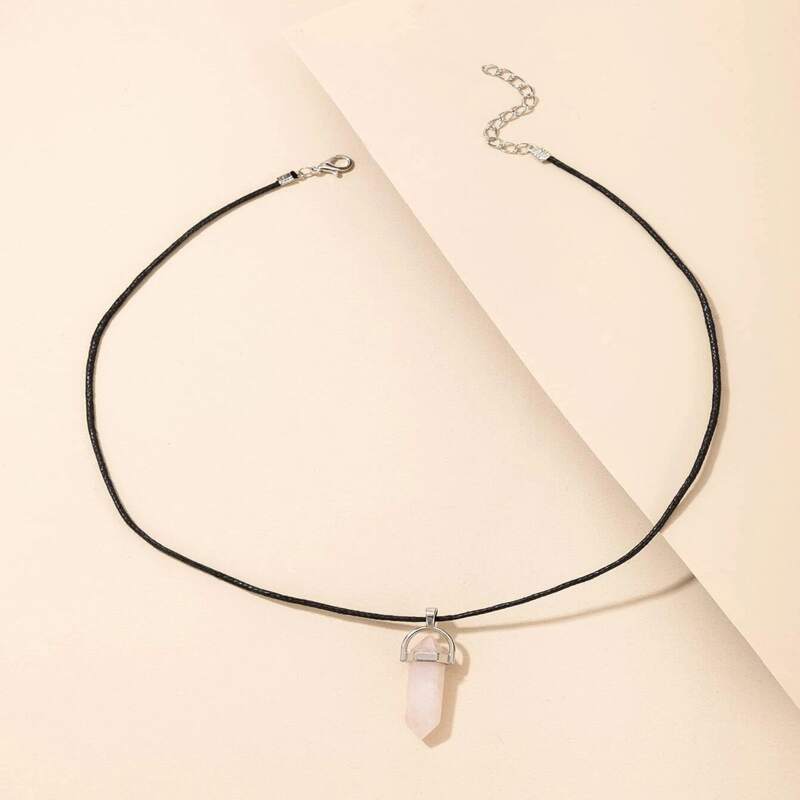 

Stone Pendant Necklace, Pink