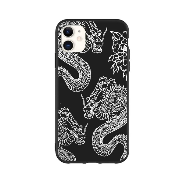 

Chinese Dragon Print Phone Case, Black