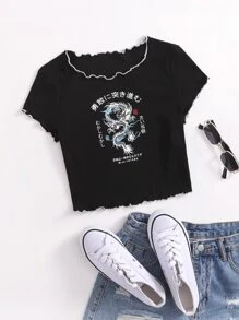 Muchica Áo thun Xù nhỏ Thú vật Giải trí - màu đen - Xem 1