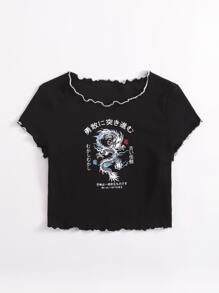 Muchica Áo thun Xù nhỏ Thú vật Giải trí - màu đen - Xem 3