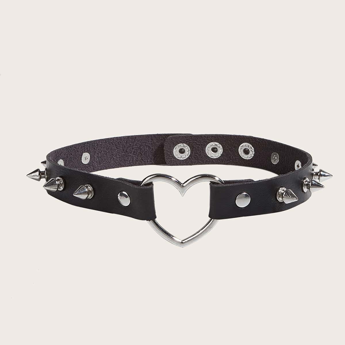 

Heart Spiked Choker, Black