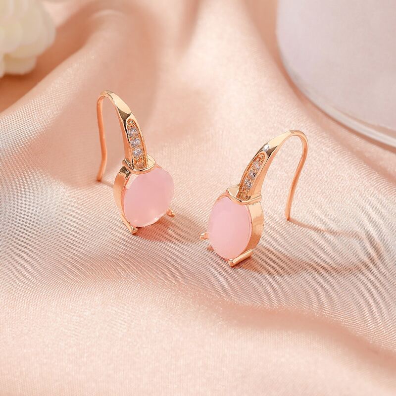 

Rhinestone Drop Earrings, Pink