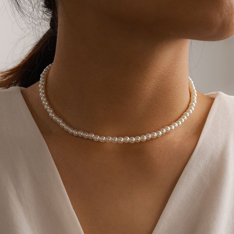 

Faux Pearl Necklace, White