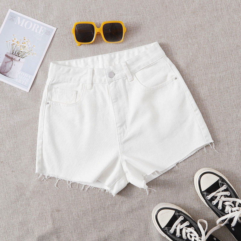 

Raw Hem Denim Shorts, White